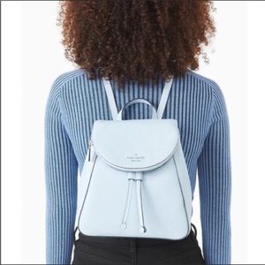 Kate Spade NWOT Leila Medium Flap Ocean Fog Backpack Bag